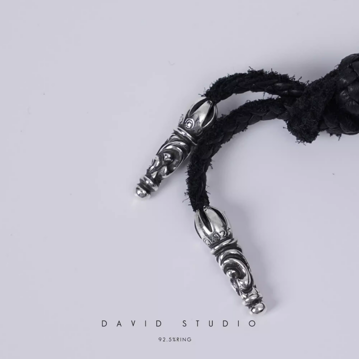 SMALL STAR OF DAVID PENDANT – LEATHER BRAID