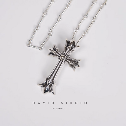 SMALL DOUBLE CROSS PENDANT – TWIST CHAIN