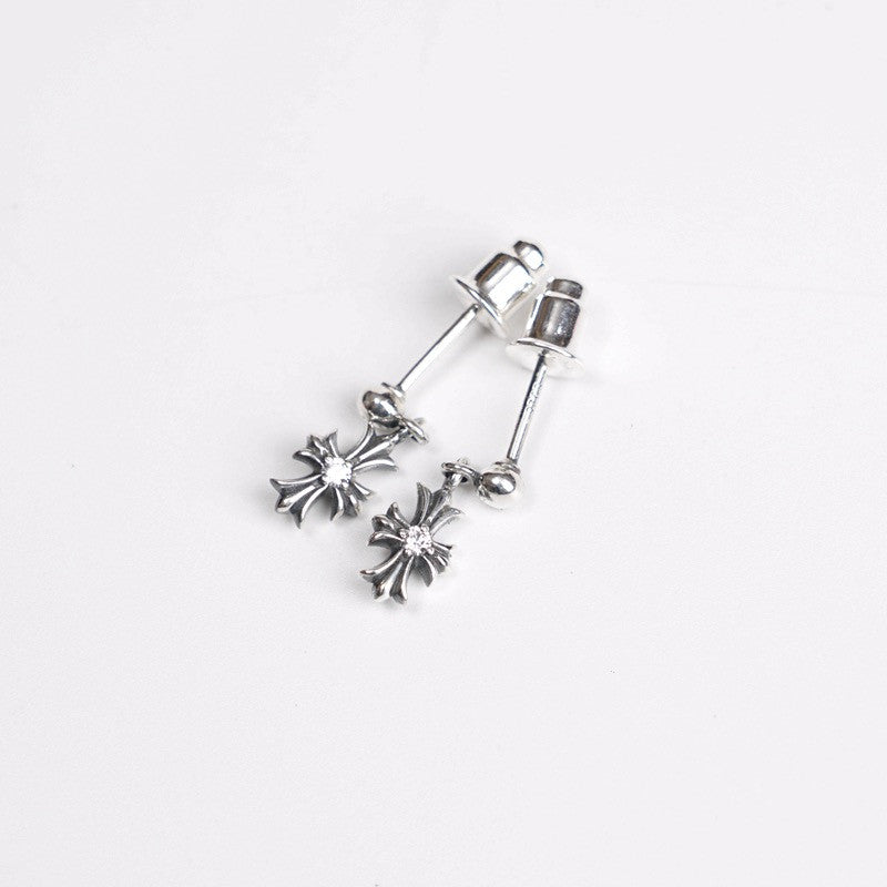 TINY E CH PLUS DROP EARRINGS WITH DIAMONDS