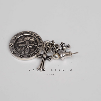 CROSS ANGEL MEDALLION EARRING