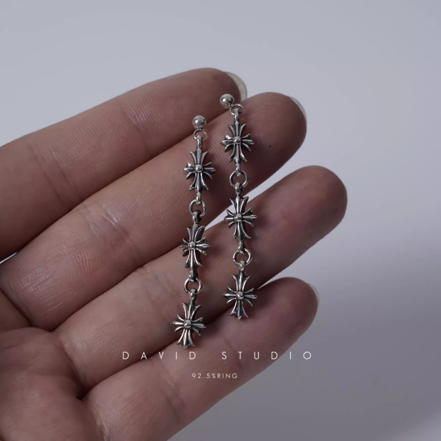 3 DROP CROSS EARRING