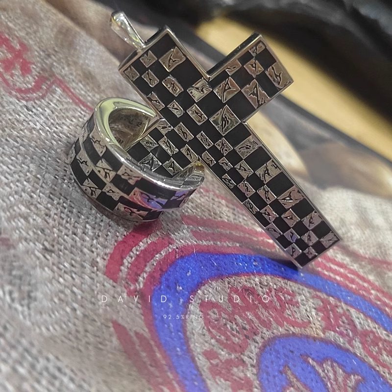 CHESSBOARD CROSS PENDANT
