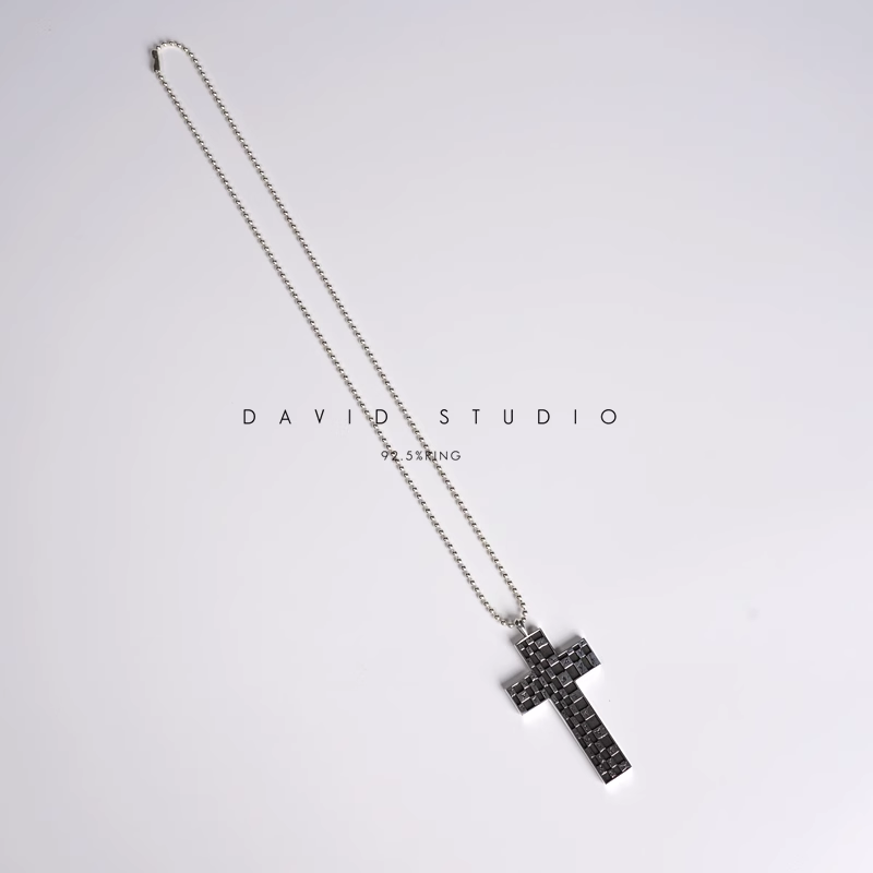 CHESSBOARD CROSS PENDANT – BALL CHAIN