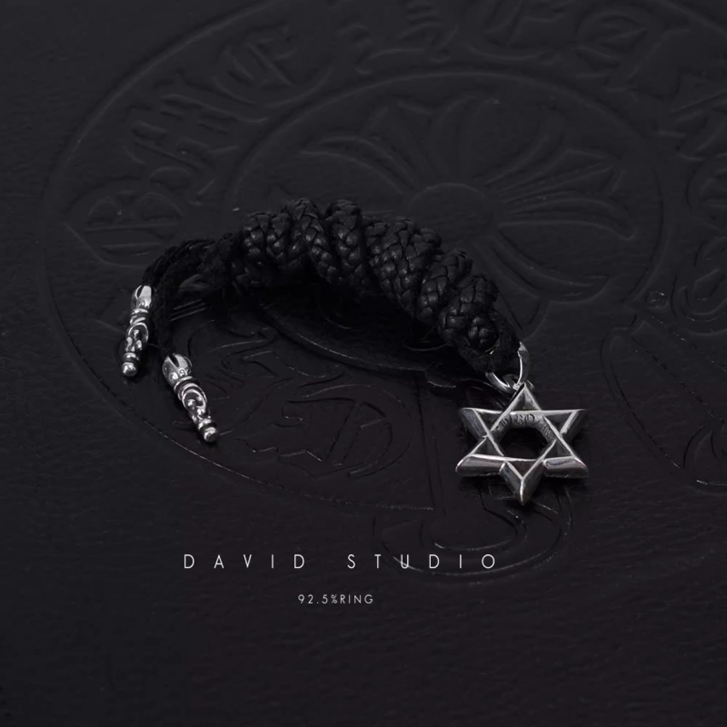 SMALL STAR OF DAVID PENDANT – LEATHER BRAID