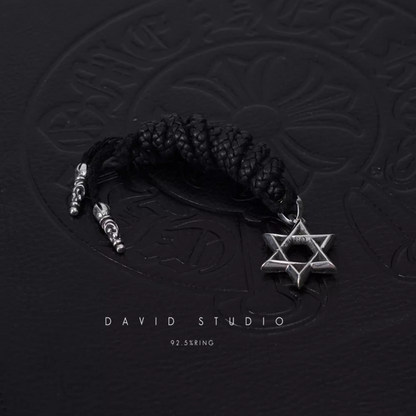 SMALL STAR OF DAVID PENDANT – LEATHER BRAID