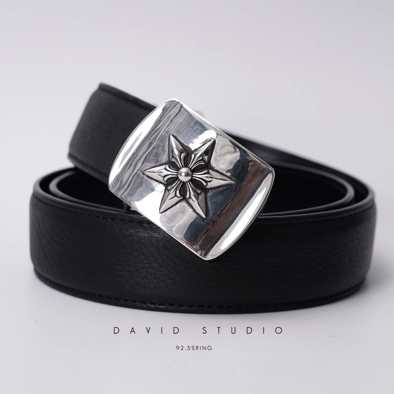STAR BUCKLE COWHIDE LEATHER BELT