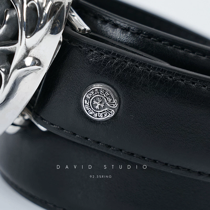 HEARTS BUCKLE COWHIDE LEATHER BELT