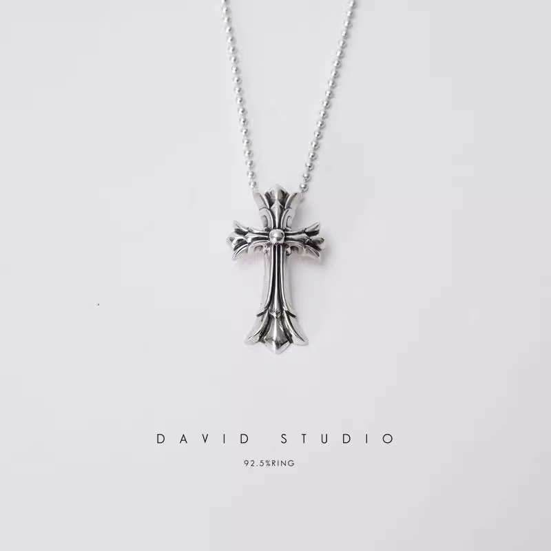 SMALL DOUBLE CROSS PENDANT – BALL CHAIN