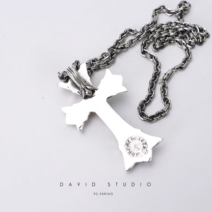 LARGE DOUBLE CROSS PENDANT – PAPER CHAIN