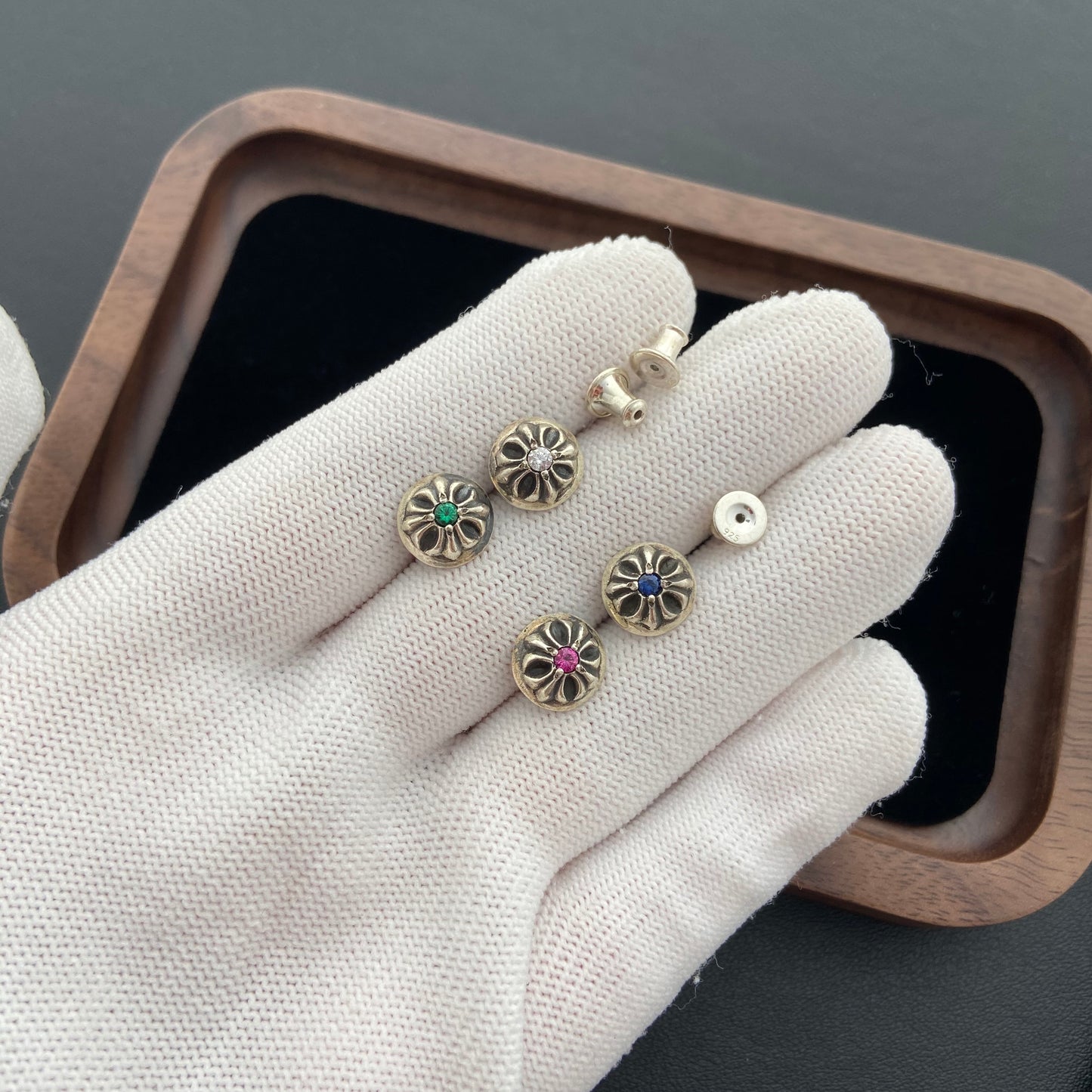 CROSS BALL STUD WITH DIAMOND