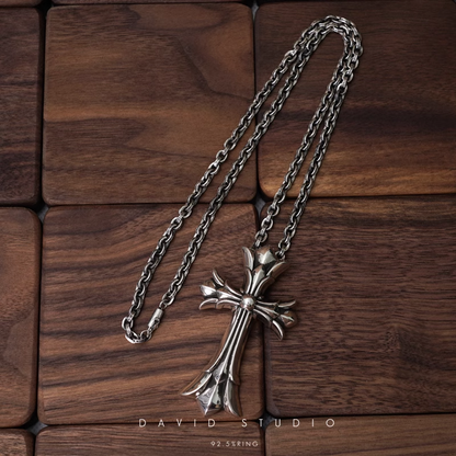 LARGE DOUBLE CROSS PENDANT – PAPER CHAIN
