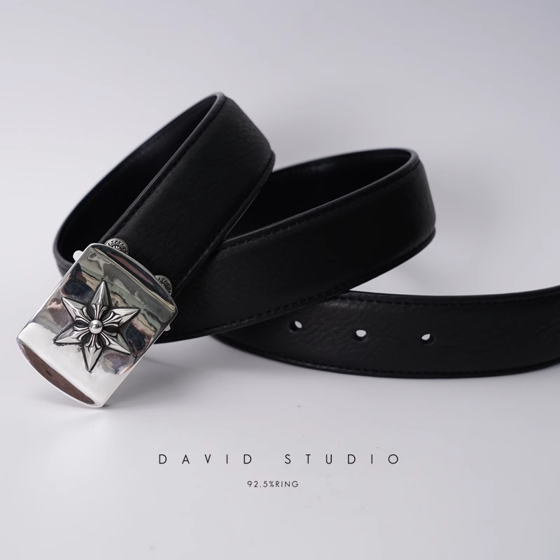 STAR BUCKLE COWHIDE LEATHER BELT