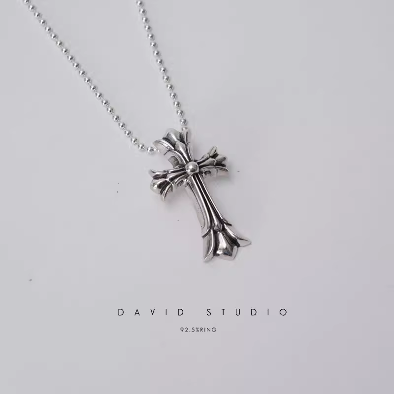SMALL DOUBLE CROSS PENDANT – BALL CHAIN