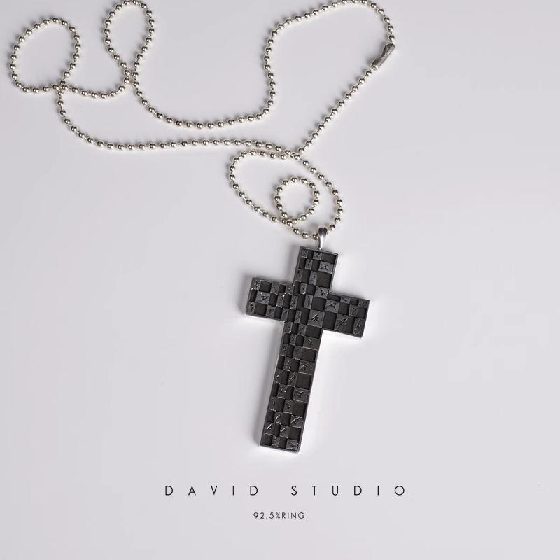 CHESSBOARD CROSS PENDANT – BALL CHAIN