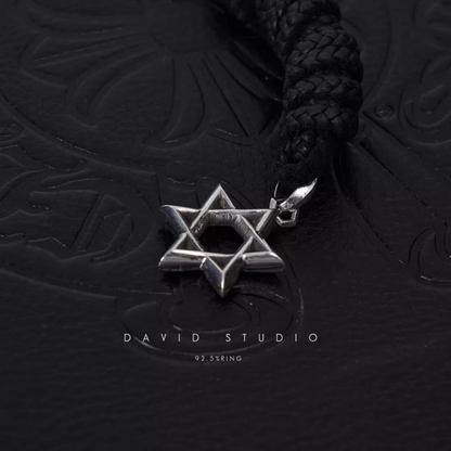 SMALL STAR OF DAVID PENDANT – LEATHER BRAID