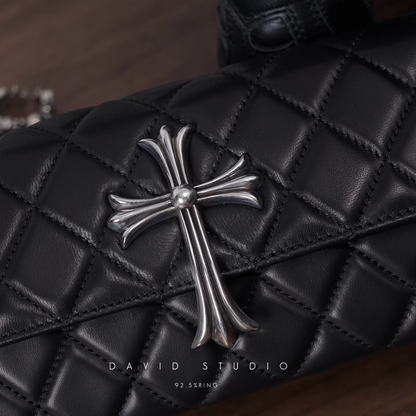 LONG QUILTED WALLET WITH LARGE CROSS