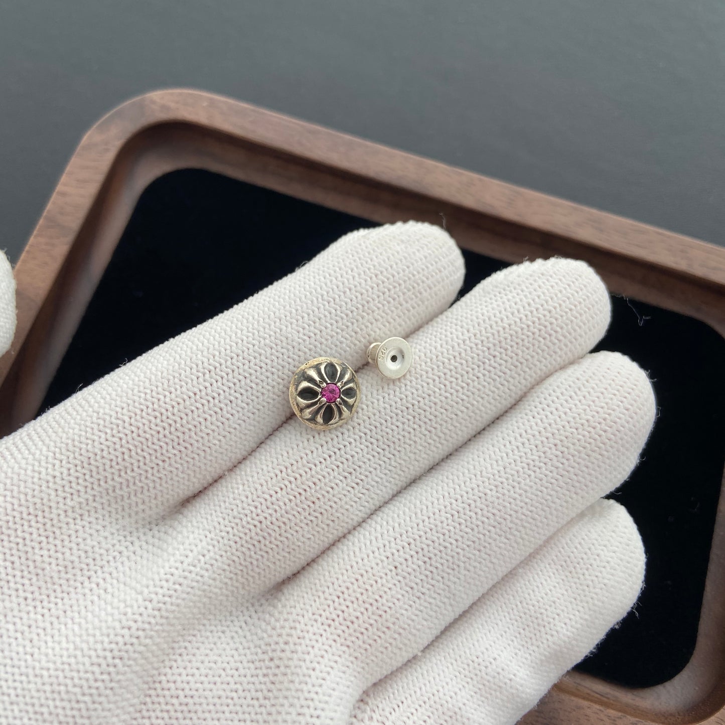 CROSS BALL STUD WITH DIAMOND