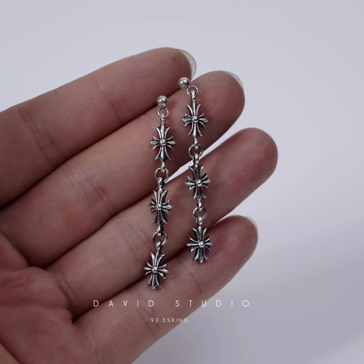3 DROP CROSS EARRING