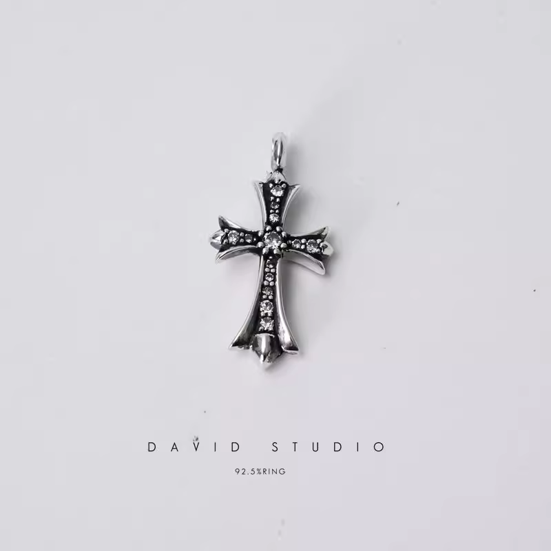 SMALL CROSS CHARM WITH DIAMONDS
