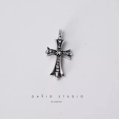 SMALL CROSS CHARM WITH DIAMONDS