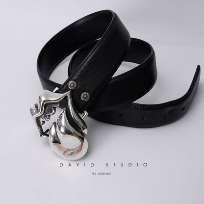 ROLLING STONES BUCKLE COWHIDE LEATHER BELT