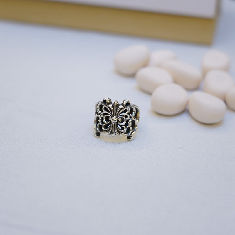 BUTTERFLY FLORAL CROSS RING