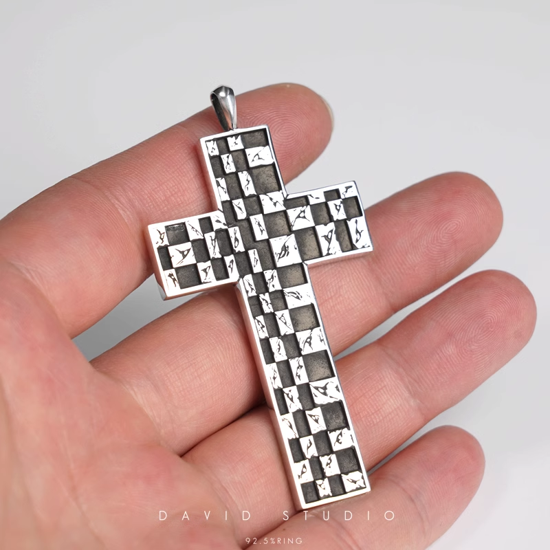 CHESSBOARD CROSS PENDANT