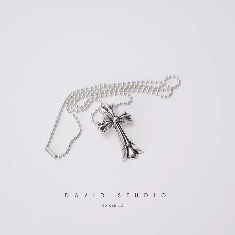 SMALL DOUBLE CROSS PENDANT – BALL CHAIN