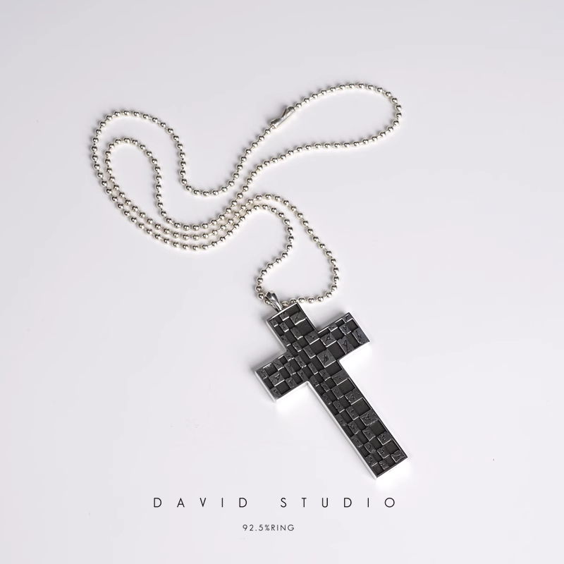 CHESSBOARD CROSS PENDANT – BALL CHAIN