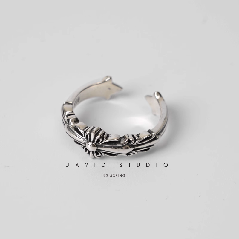 BABY DOUBLE FLORAL CROSS RING