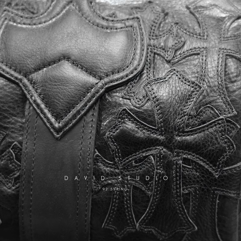 Chrome Hearts Crosshatched laser-cut patchwork single-shoulder duffle bag