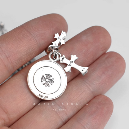 CROSS ANGEL MEDALLION EARRING
