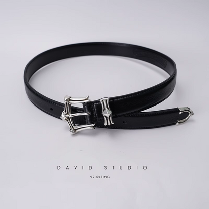 GEM BUCKLE COWHIDE LEATHER BELT