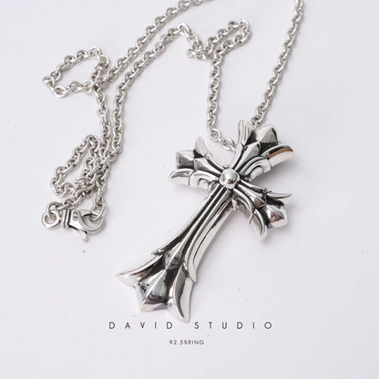 LARGE DOUBLE CROSS PENDANT – ROLL CHAIN