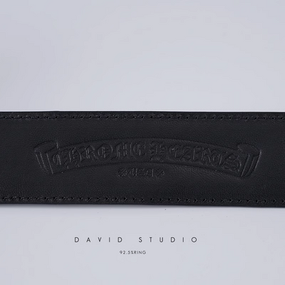 OVAL STAR BUCKLE COWHIDE LEATHER BELT