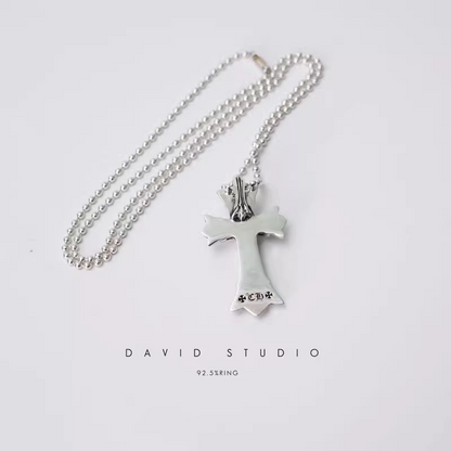 SMALL DOUBLE CROSS PENDANT – BALL CHAIN