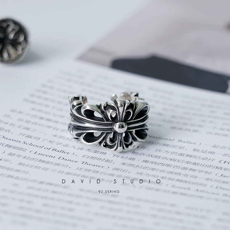 CHROME HEARTS DOUBLE FLORAL RING