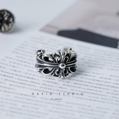 CHROME HEARTS DOUBLE FLORAL RING
