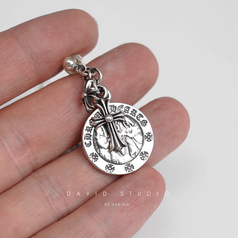 CROSS ANGEL MEDALLION EARRING