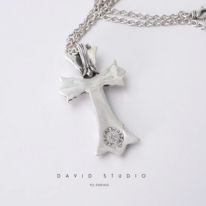 LARGE DOUBLE CROSS PENDANT – ROLL CHAIN