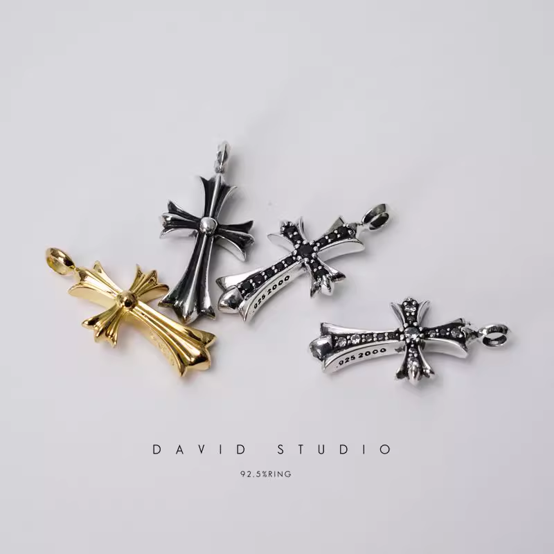 SMALL CROSS CHARM WITH DIAMONDS