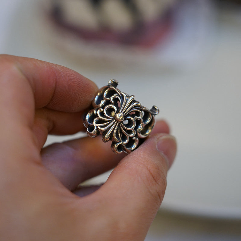 BUTTERFLY FLORAL CROSS RING