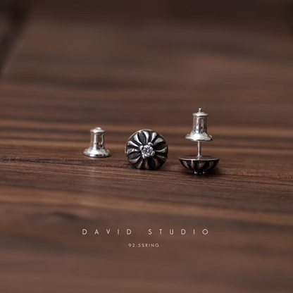 CROSS BALL STUD WITH DIAMOND