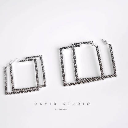 CH PLUS SQUARE HOOP EARRINGS