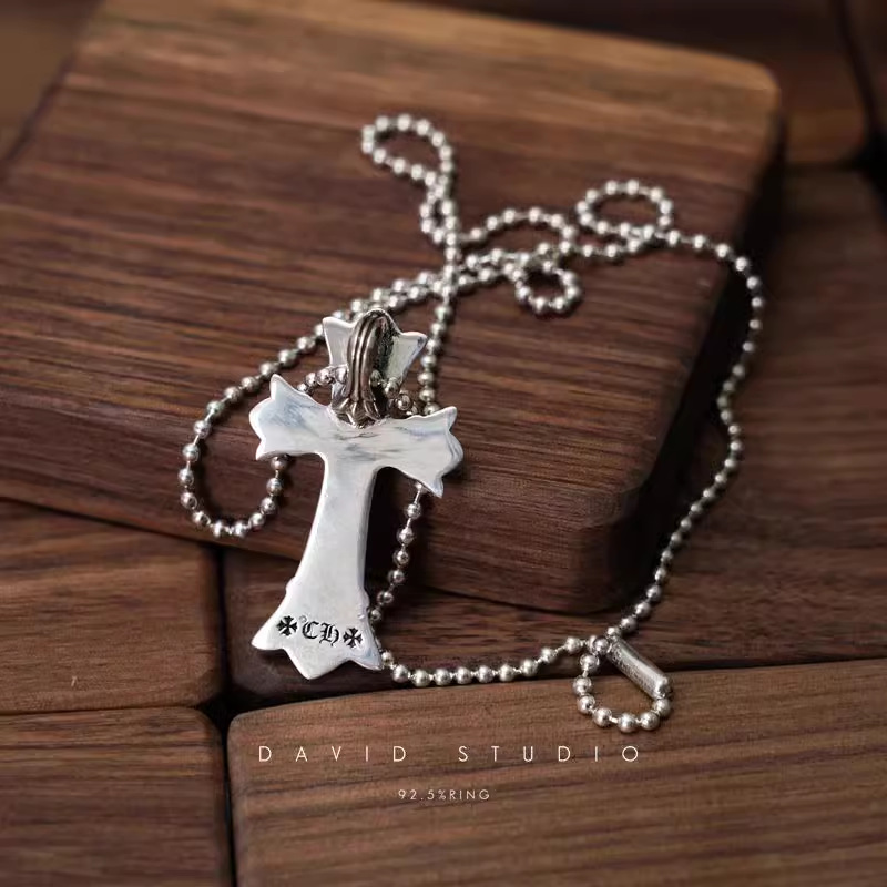 SMALL DOUBLE CROSS PENDANT – BALL CHAIN