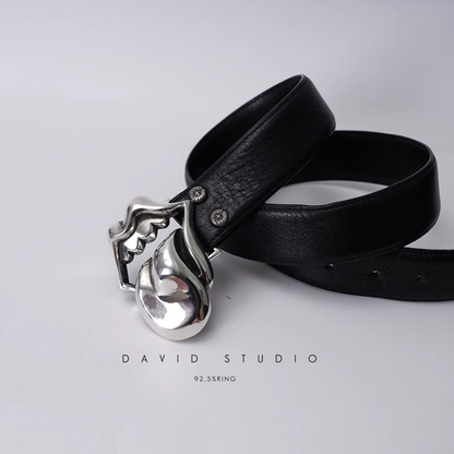 ROLLING STONES BUCKLE COWHIDE LEATHER BELT