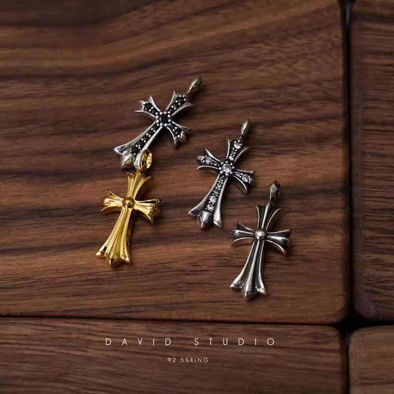 SMALL CROSS CHARM WITH DIAMONDS