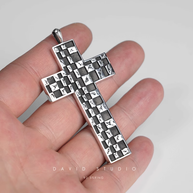 CHESSBOARD CROSS PENDANT