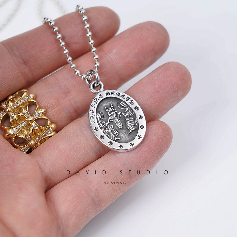 OVAL ANGEL MEDALLION CHARM – BALL CHAIN