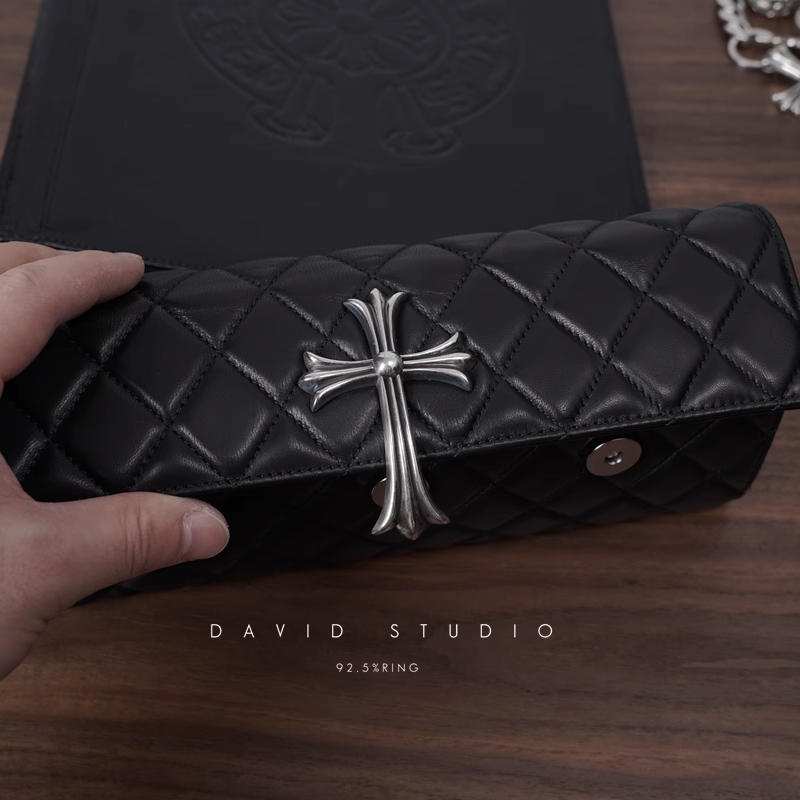 LONG QUILTED WALLET WITH LARGE CROSS